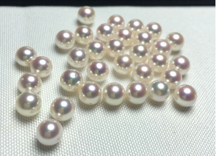  7-7.5mm 3A real akoya pearl natural wholesale round pearl half drilled pearl loose beads 