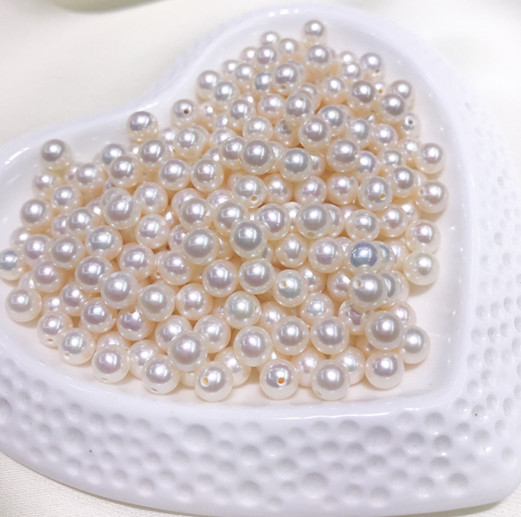 3-4mm Round freshwater loose pearl small size one hole half drilled undrilled without hole real genuine pearl 