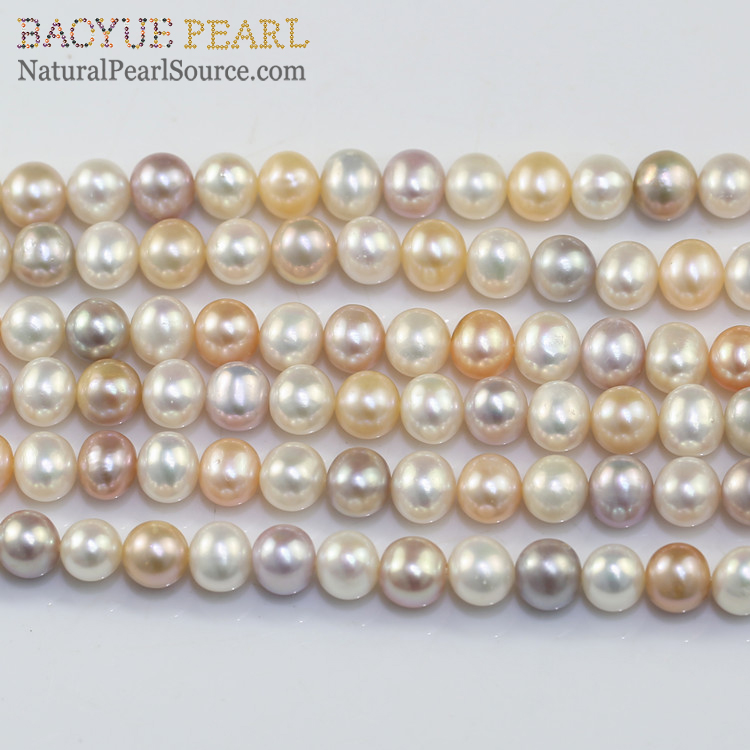 freshwater pearl string 8mm off round pearl strands wholesale