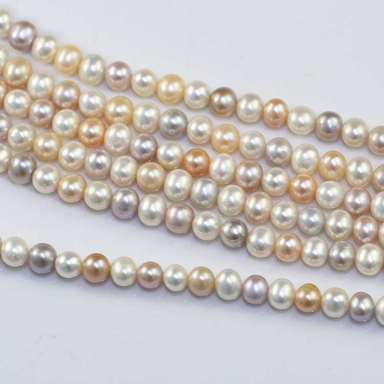freshwater pearl string 8mm off round pearl strands wholesale