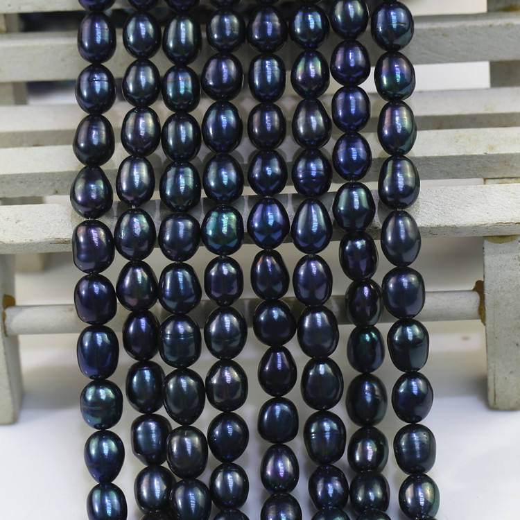 7-8mm AA Rice Drop water pearl Black Color Natural pearl Wholesale